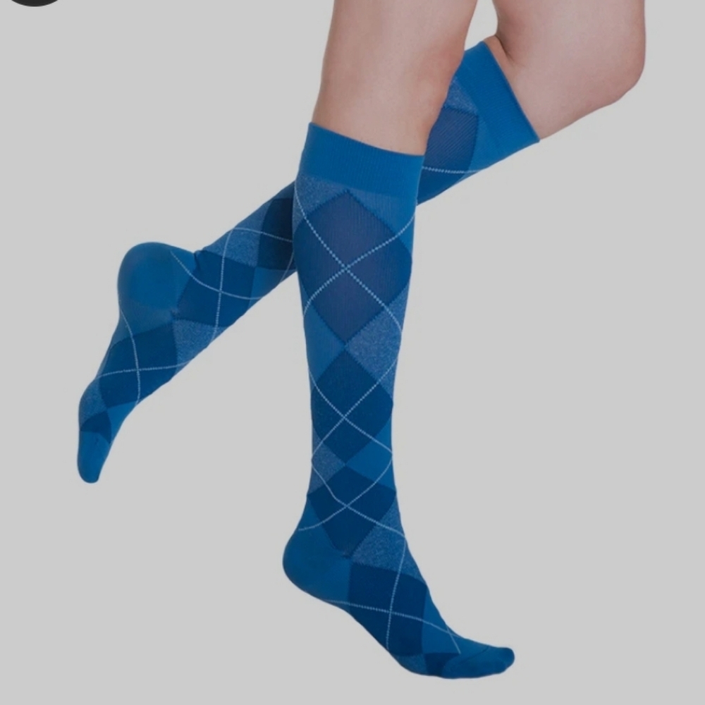 Sigvaris Women Microfiber Argyle Pattern Medical Compression Socks NWB